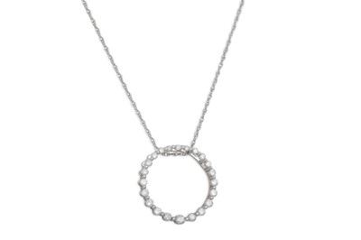 Lot 119 - A CIRCULAR DIAMOND PENDANT, mounted in 9ct...