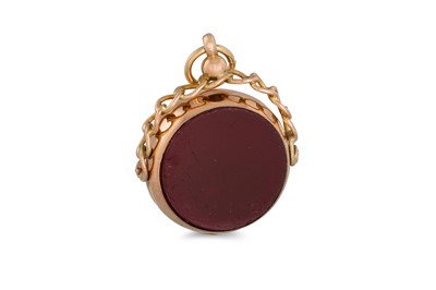 Lot 82 - A 9CT GOLD SWIVEL FOB PENDANT, set with...