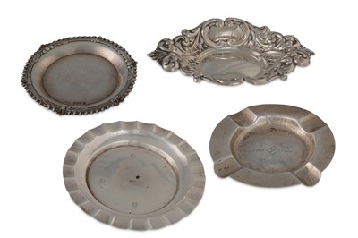 Lot 502 - THREE MODERN IRISH SILVER ASHTRAYS, sword and...