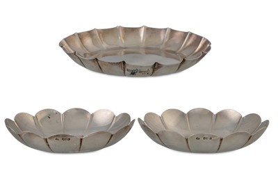 Lot 503 - THREE IRISH SILVER SMALL STRAWBERRY DISHES,...