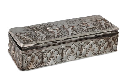 Lot 504 - AN EDWARDIAN SILVER EMBOSSED HINGED BOX, with...