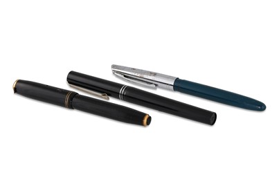 Lot 101 - THREE VINTAGE FOUNTAIN PENS, 14ct knibs