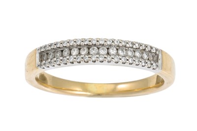 Lot 1 - A THREE ROWED DIAMOND HALF HOOP ETERNITY RING,...