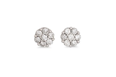 Lot 296 - A PAIR OF DIAMOND CLUSTER EARRINGS, the...