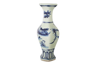Lot 483 - AN ANTIQUE CONTINENTAL SIX SIDED BLUE & WHITE...