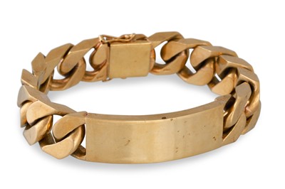 Lot 49 - A 9CT GOLD HEAVY FLAT CURB LINK GENTS ID...