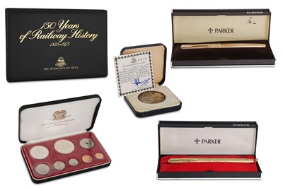 Lot 51 - TWO BOXED GOLD PLATED PARKER PENS, together...