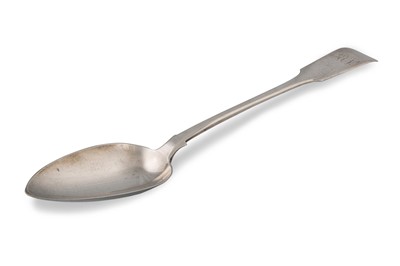 Lot 489 - A WILLIAM IV IRISH SILVER SERVING SPOON, long...