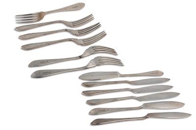 Lot 499 - A MID 20th CENTURY SET OF SIX SILVER FISH...