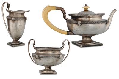 Lot 561 - A GEORGE V SILVER THREE PIECE TEA SERVICE,...