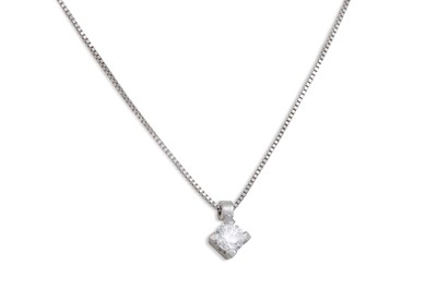 Lot 163 - A DIAMOND SOLITAIRE PENDANT, the round...