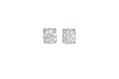 Lot 250 - A PAIR OF DIAMOND STUD EARRINGS, mounted in...