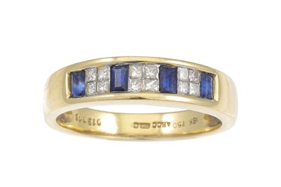 Lot 140 - A DIAMOND AND SAPPHIRE HALF ETERNITY RING,...