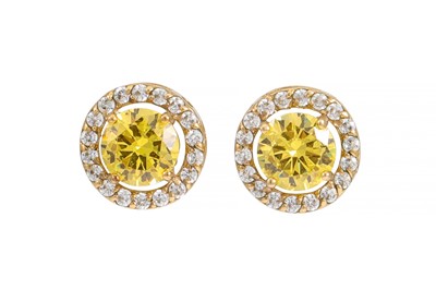 Lot 308 - A PAIR OF DIAMOND AND GEM SET CLUSTER EARRINGS,...