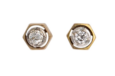 Lot 9 - A PAIR OF DIAMOND STUD EARRINGS, mounted in...