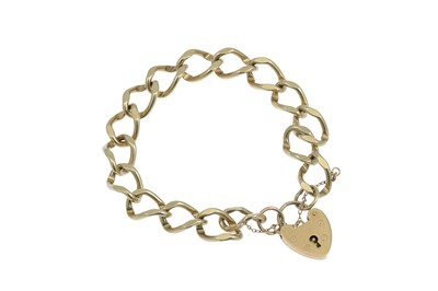 Lot 360 - A 9CT GOLD CURB LINK BRACELET, 19.9 g.