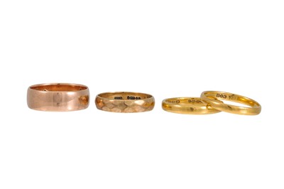 Lot 401 - TWO 22CT GOLD BAND RINGS, 5.2 g., together...