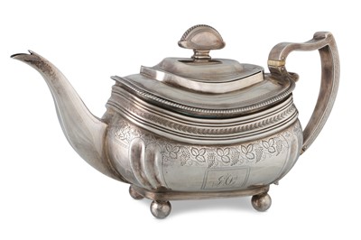 Lot 462 - A GEORGE III ENGLISH SILVER TEA POT, London...