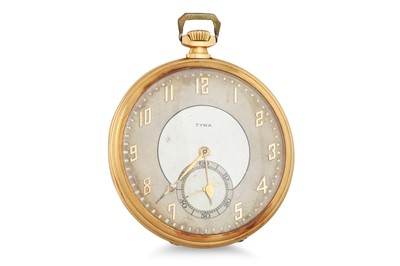 Lot 485 - A VINTAGE 18CT GOLD CYMA OPEN FACED POCKET...