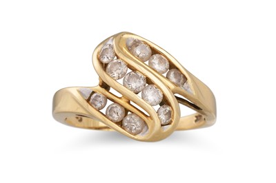 Lot 87 - A DIAMOND RING, of twist from, mounted in14ct...