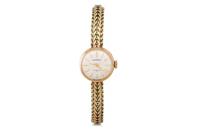 Lot 481 - A 9CT GOLD GARRARD WRISTWATCH, mesh strap,...