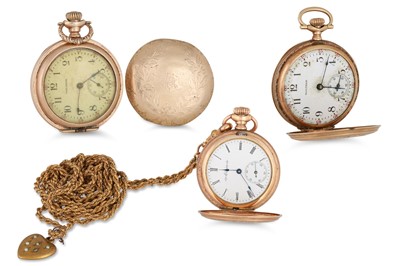 Lot 492 - AN ANTIQUE 14CT GOLD CASED LADY'S FOB WATCH,...