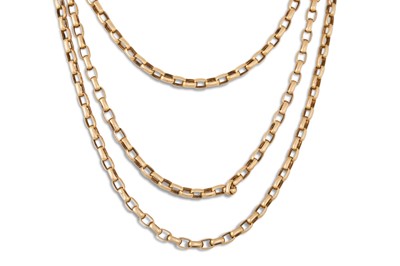 Lot 327 - A 9CT GOLD BELCHER LINK MUFF CHAIN, with...