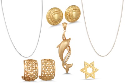 Lot 212 - A COLLECTION OF 14CT AND 9CT GOLD ITEMS, 12.2 g.