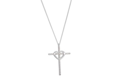 Lot 101 - A WHITE GOLD DIAMOND SET CROSS, on a 9ct white...