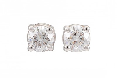 Lot 215 - A PAIR OF DIAMOND STUD EARRINGS, mounted in...