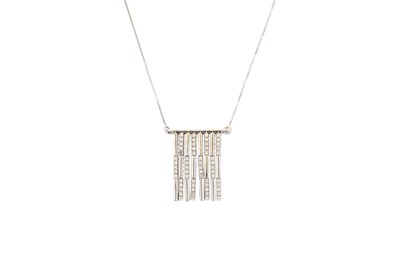 Lot 232 - A DIAMOND PENDANT, the fringe style pendant...