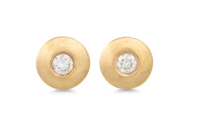 Lot 131 - A PAIR OF DIAMOND SET EARRINGS, collet set 9ct...